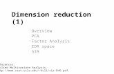 Dimension reduction (1) Overview PCA Factor Analysis EDR space SIR References: Applied Multivariate Analysis. kcli/sir-PHD.pdf.