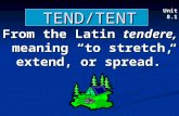 TEND/TENT From the Latin tendere, meaning “to stretch, extend, or spread.” Unit 8.1.