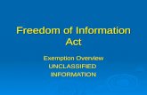 Freedom of Information Act Exemption Overview UNCLASSIFIEDINFORMATION.