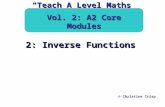 2: Inverse Functions © Christine Crisp “Teach A Level Maths” Vol. 2: A2 Core Modules.