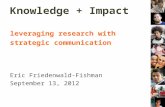 Knowledge + Impact leveraging research with strategic communication Eric Friedenwald-Fishman September 13, 2012.