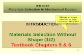 IFB 2012 INTRODUCTION Material Indices1/12 IFB 2012 Materials Selection in Mechanical Design INTRODUCTION Materials Selection Without Shape (1/2) Textbook.