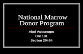 National Marrow Donor Program Abel Valdenegro Cre 101 Section 29484.