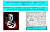 Do Now: What conditions were given to Germany at the signing of the Treaty of Versailles that ended WWI? Aim: What were the beliefs of Hitler and the Nazi’s?