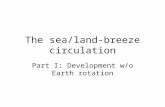 The sea/land-breeze circulation Part I: Development w/o Earth rotation.