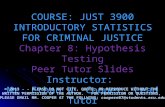 COURSE: JUST 3900 INTRODUCTORY STATISTICS FOR CRIMINAL JUSTICE Chapter 8: Hypothesis Testing Peer Tutor Slides Instructor: Mr. Ethan W. Cooper, Lead Tutor.