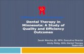 Dental Therapy in Minnesota: A Study of Quality and Efficiency Outcomes Sarah Wovcha, JD, MPH, Executive Director Emily Pietig, DDS, Dental Therapy Supervisor.