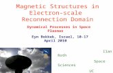 Magnetic Structures in Electron-scale Reconnection Domain Ilan Roth Space Sciences UC Berkeley, CA Thanks: Forrest Mozer Phil Pritchett Dynamical Processes.