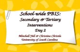School-wide PBIS: Secondary & Tertiary Interventions Day 2 Mitchell Yell & Christine Christle University of South Carolina.