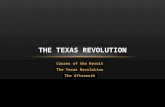Causes of the Revolt The Texas Revolution The Aftermath THE TEXAS REVOLUTION.