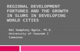 REGIONAL DEVELOPMENT FORTUNES AND THE GROWTH IN SLUMS IN DEVELOPING WORLD CITIES Ndi Humphrey Ngala, Ph.D. University of Yaounde I Cameroon.