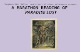 “English 544: Milton” and a host of other volunteers present A MARATHON READING OF PARADISE LOST.