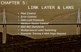 CHAPTER 5: LINK LAYER & LANS LINK LAYER & LANS Flow Control Flow Control Error Control Error Control Data Link Protocols Data Link Protocols Medium Access.