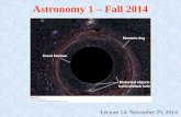 Astronomy 1 – Fall 2014 Lecture 14; November 25, 2014.