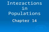 Interactions in Populations Chapter 14. Habitat and Niche  Habitat All the biotic and abiotic factors in an area where an organism lives All the biotic.