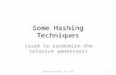Some Hashing Techniques (used to randomize the relative addresses) 1Prepared by Perla P. Cosme.