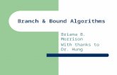Branch & Bound Algorithms Briana B. Morrison With thanks to Dr. Hung.