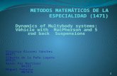 Dynamics of Multybody systems: Vehicle with MacPherson and 5 rod back Suspensions 1 Virginia Álvarez Sánchez 06471 Alberto de la Peña Laguna 09525 Aarón.