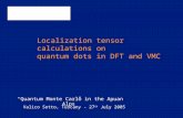 Localization tensor calculations on quantum dots in DFT and VMC “Quantum Monte Carlo in the Apuan Alps” Valico Sotto, Tuscany - 27 th July 2005.