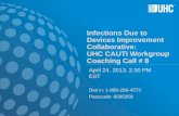 ™ Infections Due to Devices Improvement Collaborative: UHC CAUTI Workgroup Coaching Call # 8 April 24, 2013, 2:30 PM EST Dial in: 1-888-289-4573 Passcode: