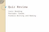 Quiz Review Ionic Bonding Periodic Trends Formula Writing and Naming.