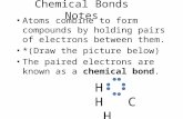 Chemical Bonds Notes Atoms combine to form compounds by holding pairs of electrons between them. *(Draw the picture below) The paired electrons are known.