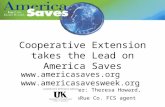 Cooperative Extension takes the Lead on America Saves   Presenter: Theresa Howard, LaRue Co. FCS agent.
