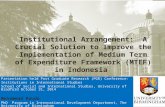 Institutional Arrangement: A Crucial Solution to Improve the Implementation of Medium Term of Expenditure Framework (MTEF) in Indonesia Presentation held.