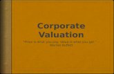 When Thinking About Valuation…  Key valuation questions are:  What is the company worth?  What would another party pay?  Remember that valuation involves.