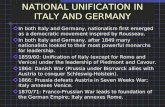 NATIONAL UNIFICATION IN ITALY AND GERMANY In both Italy and Germany, nationalism first emerged as a democratic movement inspired by Rousseau. In both Italy.