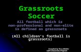 Grassroots Soccer All football which is non-professional and non-elite is defined as grassroots (All children’s football is grassroots) (All children’s.