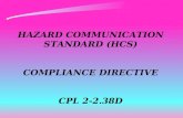 HAZARD COMMUNICATION STANDARD (HCS) COMPLIANCE DIRECTIVE CPL 2-2.38D.