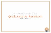An Introduction to Qualitative Research Peter Harper.