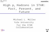 BNL Seminar 10/02 High p t Hadrons in STAR: Past, Present, and Future Michael L. Miller Yale University For the STAR Collaboration.
