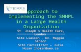 Approach to Implementing the SMHPL in a Large Health Organization Site Liaison – Dr. Maggie Gibson Site Facilitator – Julia Horan jhoran@uwo.ca St. Joseph’s.