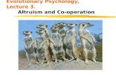 Evolutionary Psychology, Lecture 3. Altruism and Co-operation.