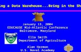 Building a Data Warehouse...Bring in the Sheaves January 13, 2004 EDUCAUSE Mid-Atlantic Conference Baltimore, Maryland Ella Smith U.S. Department of Agriculture.