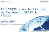 AfriGEOSS - An Initiative to Implement GEOSS in Africa Andiswa Mlisa GEO Secretariat On-behalf of the Working Group GEO-XI Plenary, 13 – 14 November 2014,
