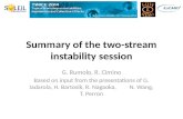 Summary of the two-stream instability session G. Rumolo, R. Cimino Based on input from the presentations of G. Iadarola, H. Bartosik, R. Nagaoka, N. Wang,
