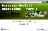 Disaster Medical Operations — Part 1 CERT Basic Training Unit 3.