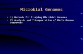 Microbial Genomes 1) Methods for Studying Microbial Genomes 2) Analysis and Interpretation of Whole Genome Sequences.