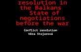Conflict resolution in the Balkans State of negotiations before the war Conflict resolution Věra Stojarová.