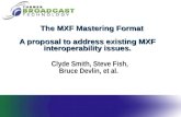 The MXF Mastering Format A proposal to address existing MXF interoperability issues. The MXF Mastering Format A proposal to address existing MXF interoperability.