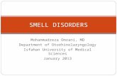 Mohammadreza Omrani, MD Department of Otorhinolaryngology Isfahan University of Medical Sciences January 2013 SMELL DISORDERS.