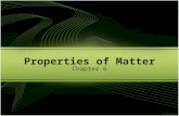 Properties of Matter Chapter 6. 6.1 Matter Objectives Define matter and describe its major properties. Explain how the arrangement of particles in a substance.