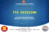 TTX DIVISION by Norhisham Kamarudin National Security Council Alor Setar, Kedah INITIAL PLANNING CONFERENCE FOR ARF DiREx 2015 9-11 September 2014.