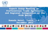 Expert Group Meeting on Preferential Trade Agreements and Regional Integration in the Arab World Ramada Hotel, Tunis, 5-6 December 2012.