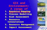 GIS and Environment: A range of Applications 1. Resource Mapping 2. Process Modelling 3. Risk Assessment 4. Resource Conservation 5. Resource Management.