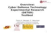 1 Overview: Cyber Defense Technology Experimental Research (DETER) Testbed Terry V. Benzel, C. Neuman Information Sciences Institute University of Southern.