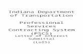 Indiana Department of Transportation Professional Services Contracting System (PSCS) Letter of Interest Submittal (LoIS)